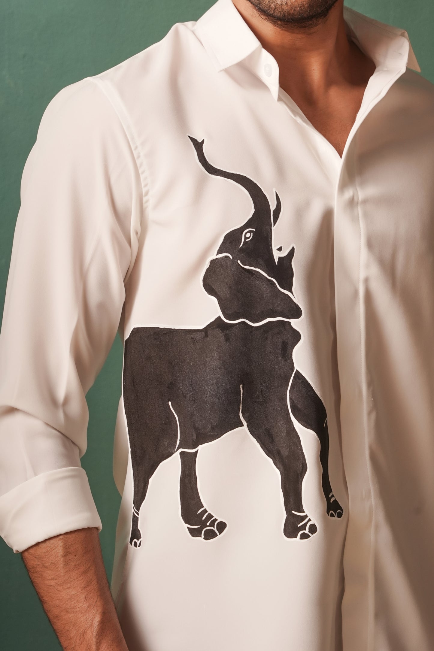 Roaring Elephant - Hand Sketched White Shirt