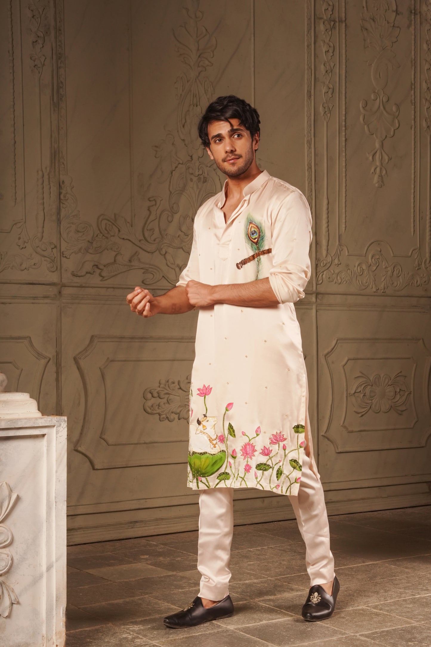 Hand Painted Sri Krishna Theme Kurta