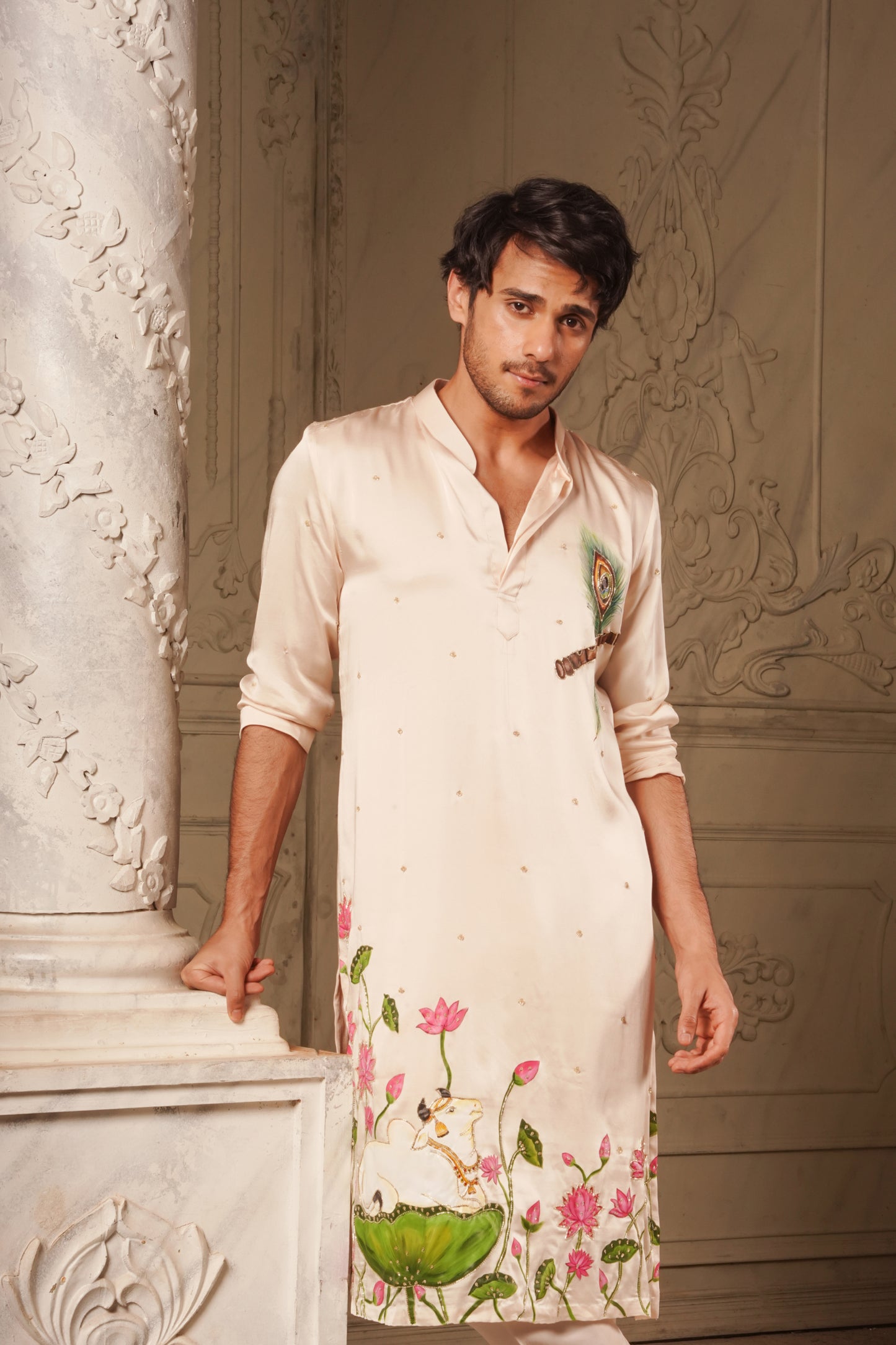 Hand Painted Sri Krishna Theme Kurta