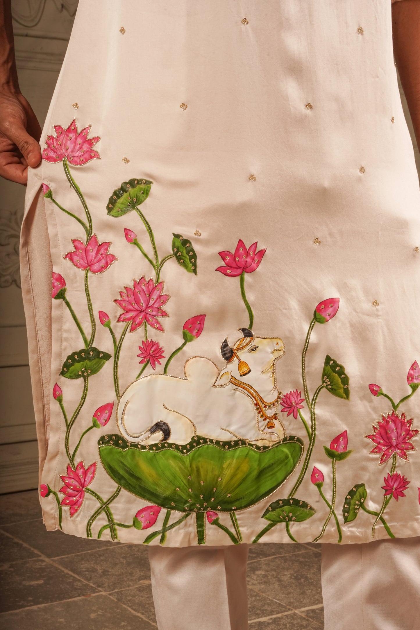 Hand Painted Sri Krishna Theme Kurta