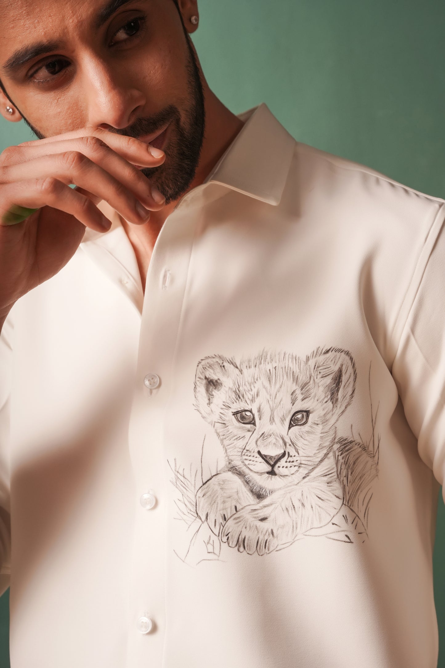 Tiger Cub - Hand Sketched White Shirt