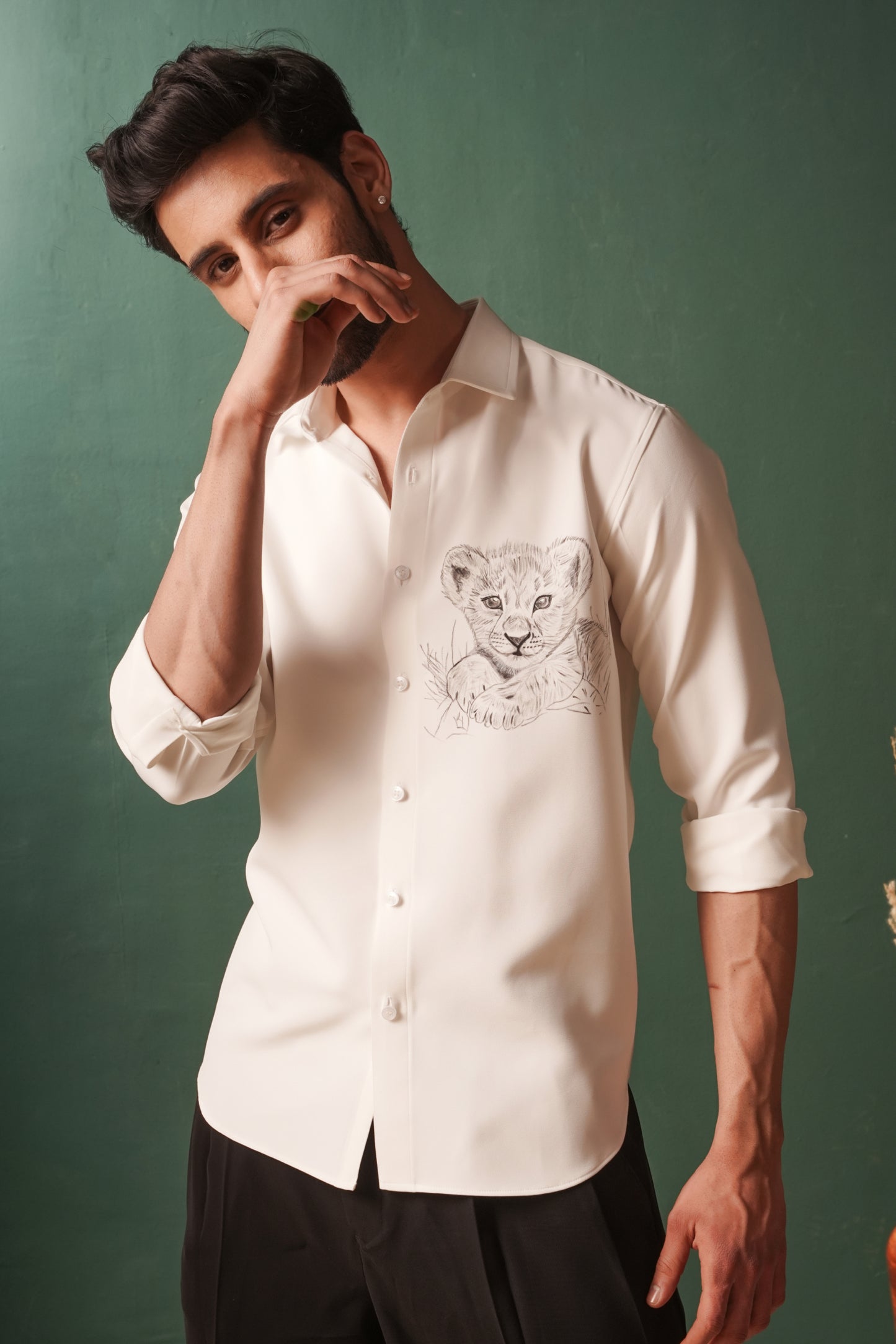 Tiger Cub - Hand Sketched White Shirt