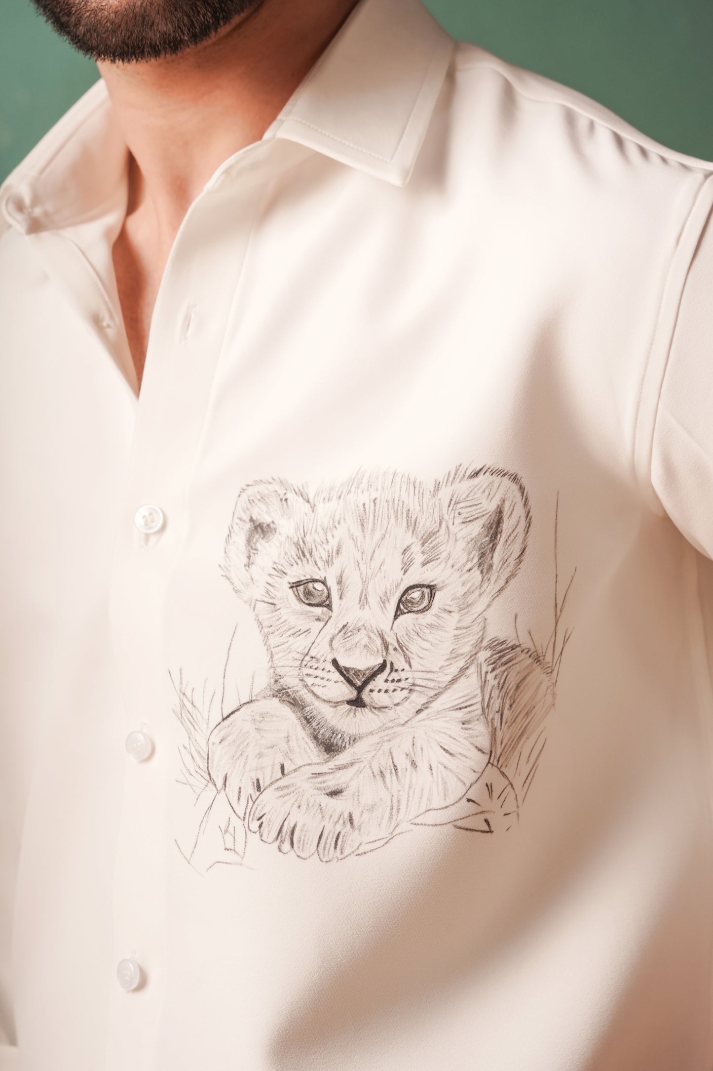 Tiger Cub - Hand Sketched White Shirt