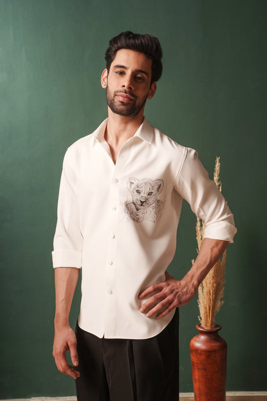 Tiger Cub - Hand Sketched White Shirt